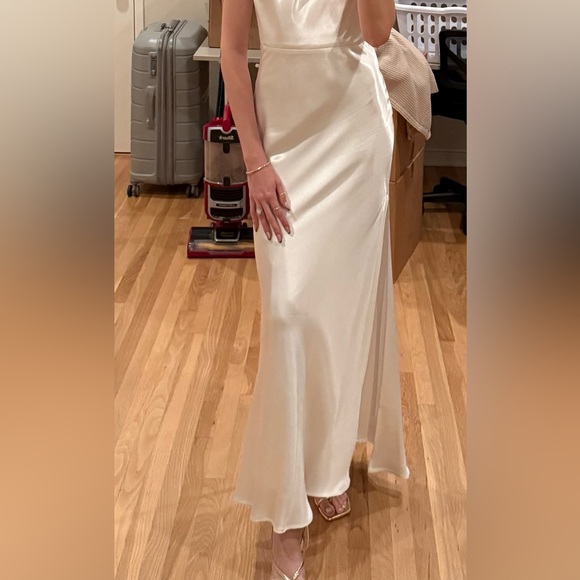 Meshki Ivory Satin Backless Halter Dress - Picture 9 of 9